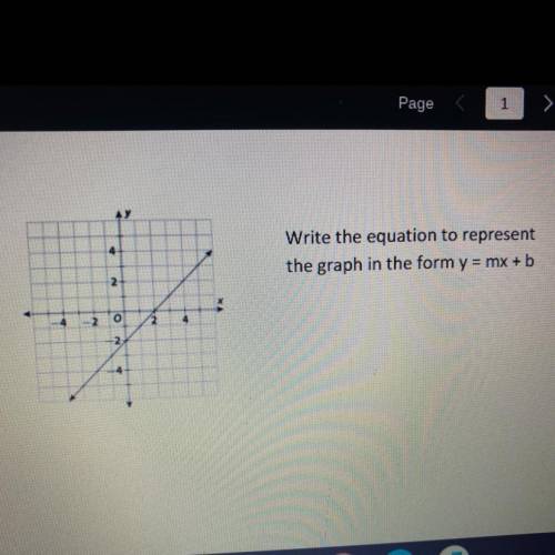 Write the equation to represent the graph in the form y=mx+b