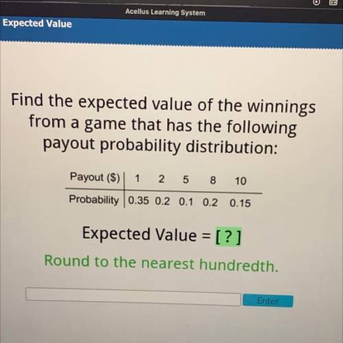 Find the expected value of the winnings

from a game that has the following
payout probability dis