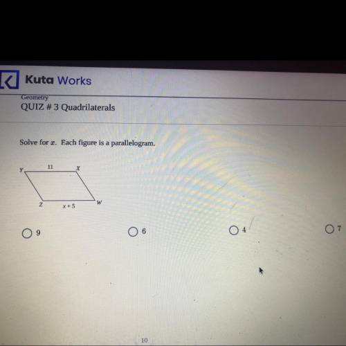 Solve for x. Each figure is a parallelogram