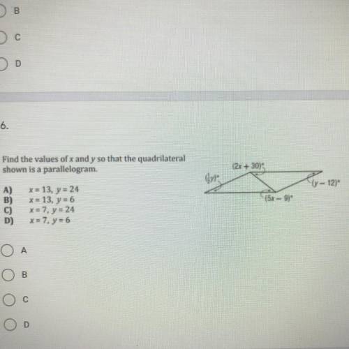 Find the values of X and Y so that the quadrilateral shown is a parallelogram.