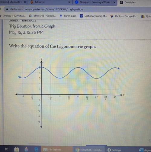 Write the equation of the trigonometric graph