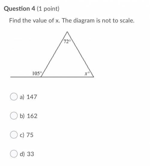 Find the value of x. The diagram is not to scale.