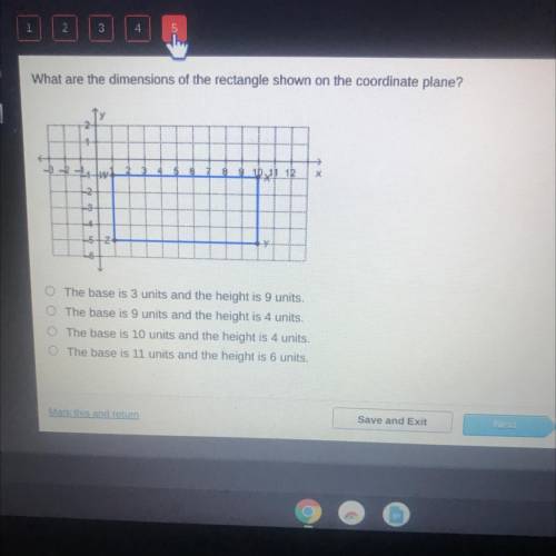 What are the dimensions of the rectangle shown on the coordinate pane?