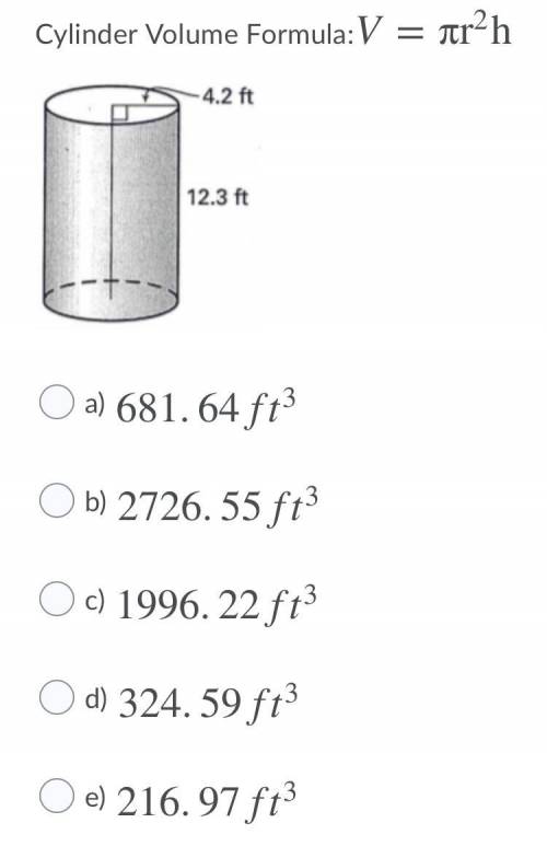 Find the volume of the cylinder.