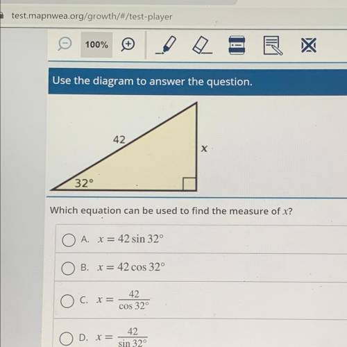 Which equation can be used to find the measure of x.