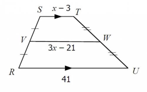 Find VW. Quadrilateral. The shape in the image is a trapezoid.