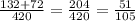 \frac{132+72}{420} = \frac{204}{420} = \frac{51}{105}