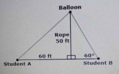 HELP please

(part A)to the nearest tenth of a foot, how far away from student A is the balloon ?_