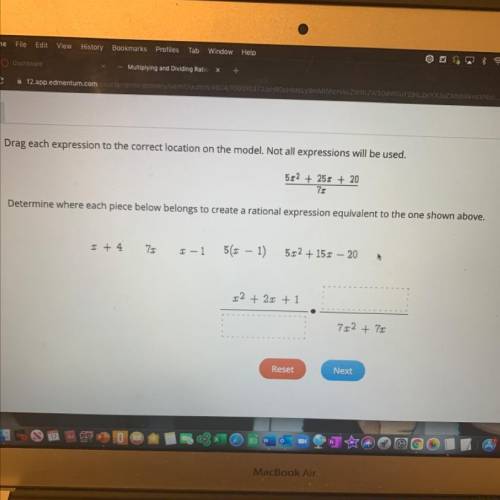 Determine where each piece below belongs to create a rational expression equivalent to the one show