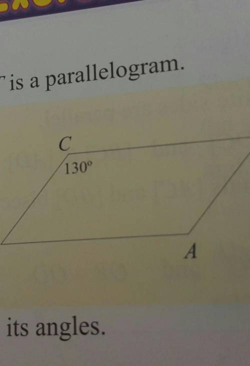 we have a palleloogram and they gave us one given angle which is it 130 and the question is calcula