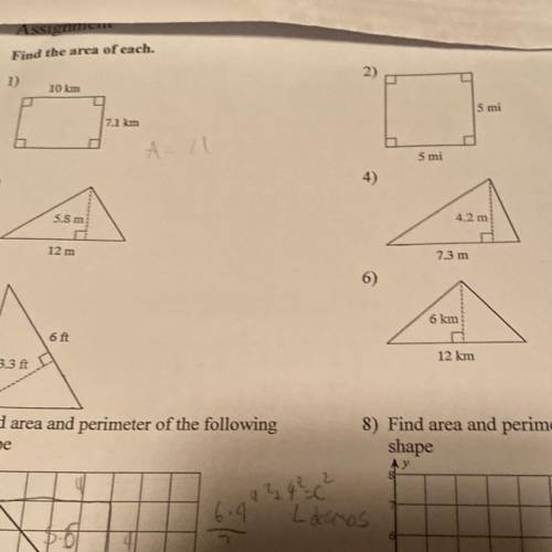 Find the area of each