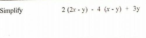 Simplify 2(2x-y)-4(x-y)+3yplease give the answer if you know how to solve it​