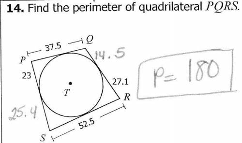 Find the perimeter of quadrilateral PQRS. I have the regionals exam in a few hours and I can't find
