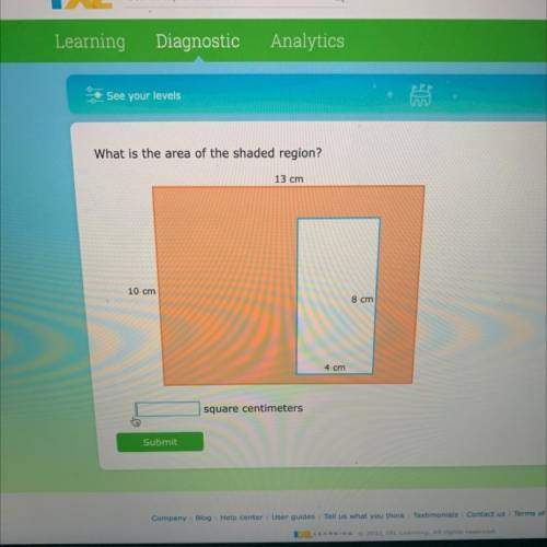 PLEASE HELP ME I MIGHT FAIL 
What is the area of the shaded region?
square centimeters