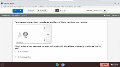 Which phase of the moon can be observed from Earth when these bodies are positioned in this way?