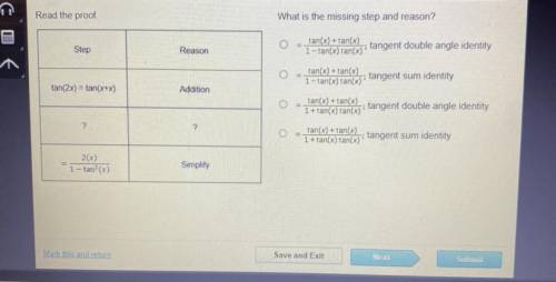 What is the missing step and reason?

tan(x) + tan(x)
1-tan(x) tan(x)'
tangent double angle identi