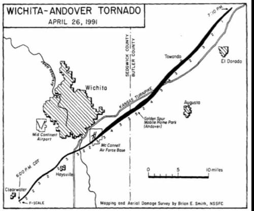 1 . For how long a time period was the tornado on the ground?