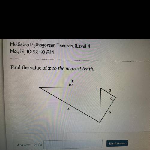 Find the value of x t the nearest tenth.