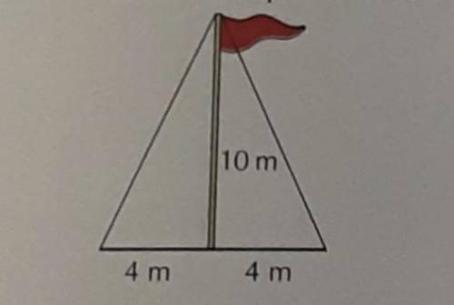 A flagpole is 10m high. It is held in position by four ropes that are each fixed to the ground, 4m