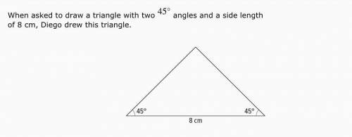 ANSWER QUICK PLEASE

Is there a different triangle Diego could have drawn that would answer the qu