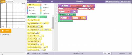 Create code so that when the indicated arrow key is pressed the sprite shown appears and moves in t