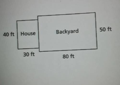 What is the total area, in square feet, of the house and backyard? A) 200 B) 400 C) 4,000 D) 5,200​