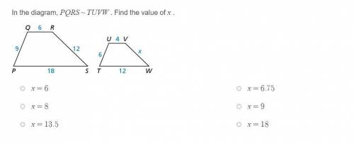 In the diagram, PQRS TUVW$ . Find the value of x
