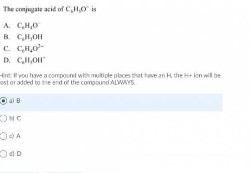 The conjugate acid of c6h5o is