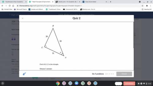 Find sin(a) in the triangle