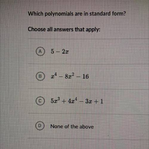 Which polynomials are in standard form?