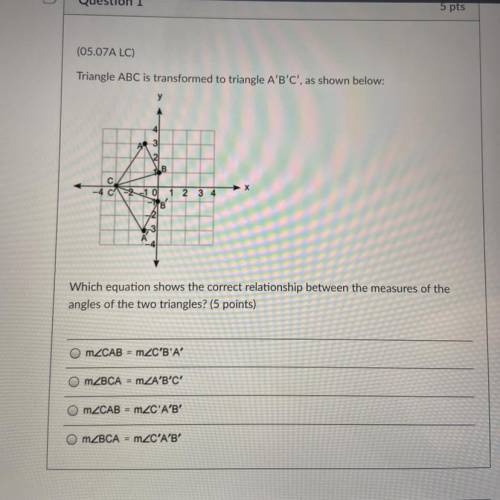 PLZZZ HELP

Which equation shows the correct relationship between the measures of the
angles of th