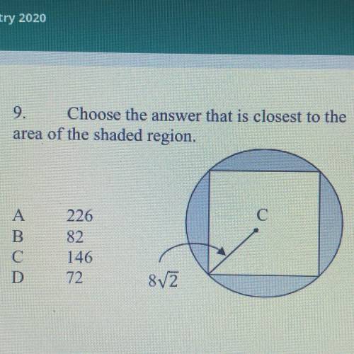 Choose the answer that is closest to the area of the shaded region?