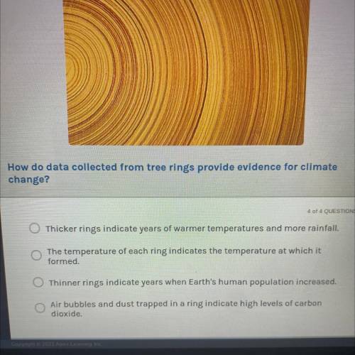 The picture shows a tree trunk that has been cut through, revealing its growth

rings.
How do data
