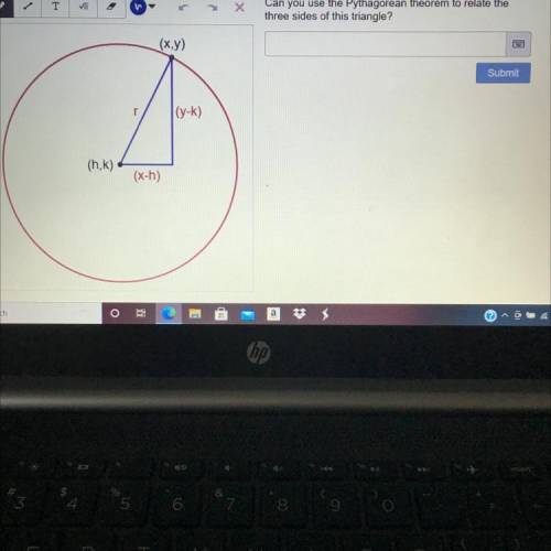 Can you use the Pythagorean theorem to relate thethree sides of this triangle?