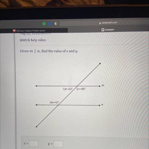 Give an MN find the value of X and Y
