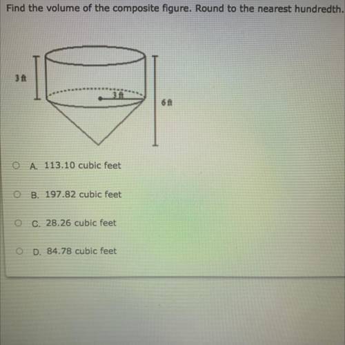 Find the volume of the composite figure. Round to the nearest hundredth.
