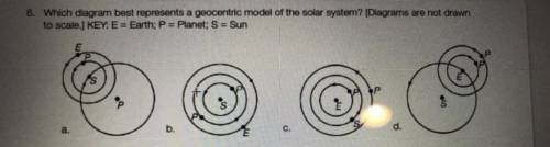 Which diagram best represents a geocentric model of the solar system? Diagrams are not drawn

to s