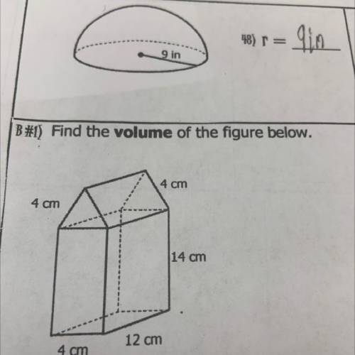 Just the volume of B1. 10 points, I’d really appreciate the help.