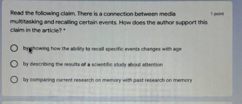 Read the following claim. There is a connection between media multitasking and recalling certain ev