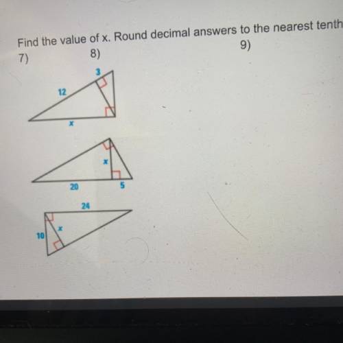 Find the value of x. Round decimal answers to the nearest tenth
