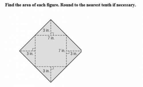 Find the area of each figure round to the nearest tenth if necessary