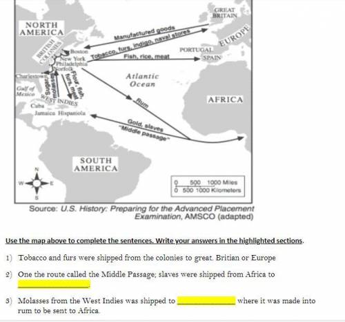 The colonies supplied fish and meat to Europe and ___________________________.

Two major port cit