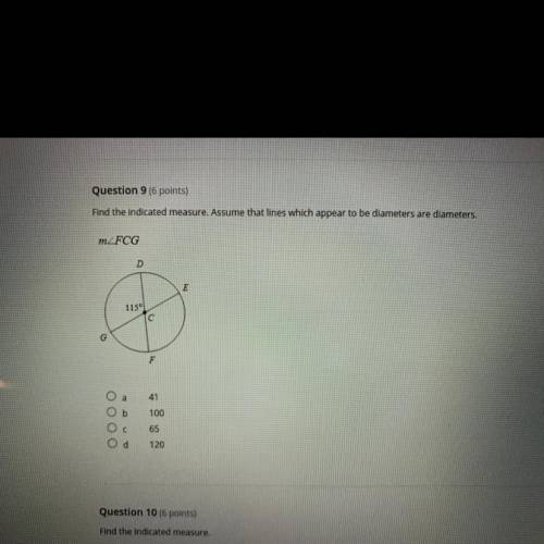 Find the indicated measure. Assume that lines which appear to be diameters are diameters.
m