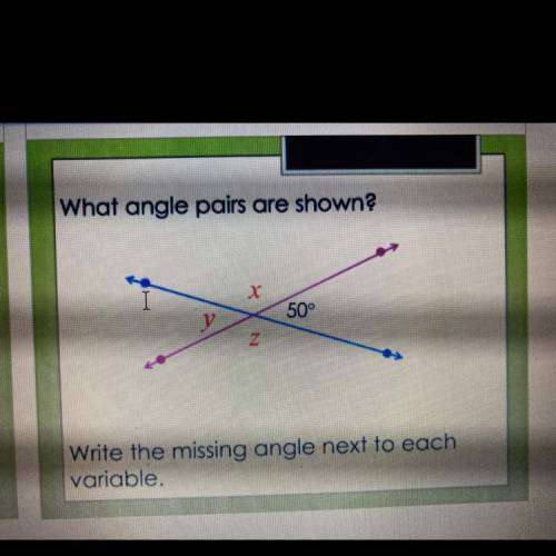 Can someone please help me find the missing angles to each variable