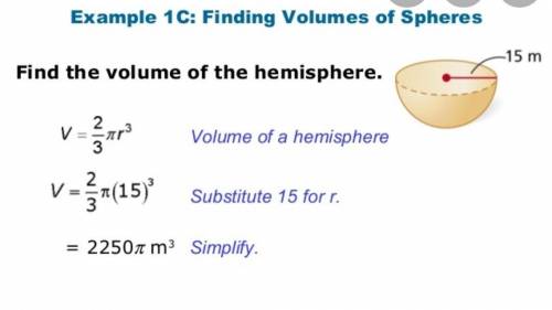 Find the volume of the hemisphere.