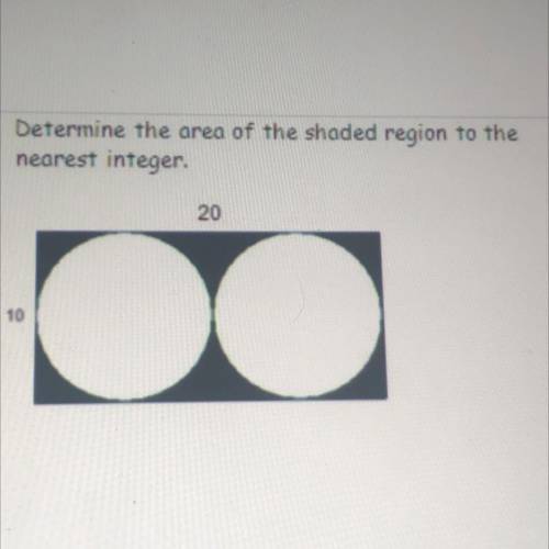 Determine the area of the shaded region to the
nearest integer.