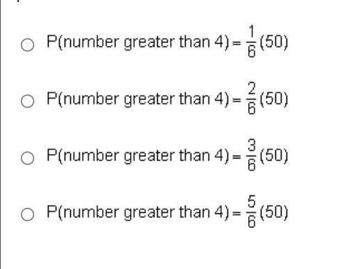 Terry has a number cube that is numbered from 1 to 6. She rolls the cube 50 times. Which equation c