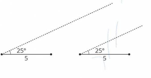 A triangle has one side that is 5 units long and an adjacent angle that measures 25 degrees. The tw