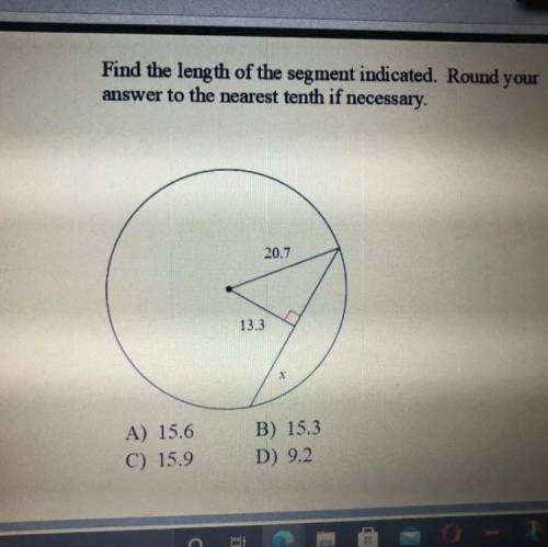 Find the length of the segment indicated. round your answer to the nearest 10th if necessary.