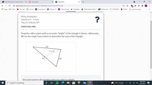 Drag the yellow point until an accurate height of the triangle is drawn. Afterwards, fill out the